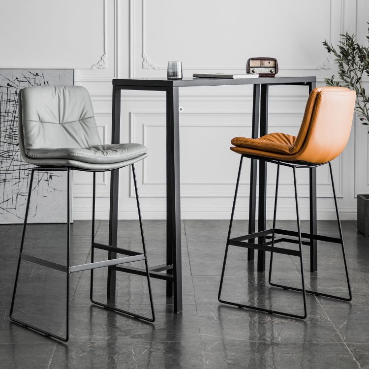 Coffee Shop Low Back Scandinavian Stool Matte Finish Upholstered Bar Stools