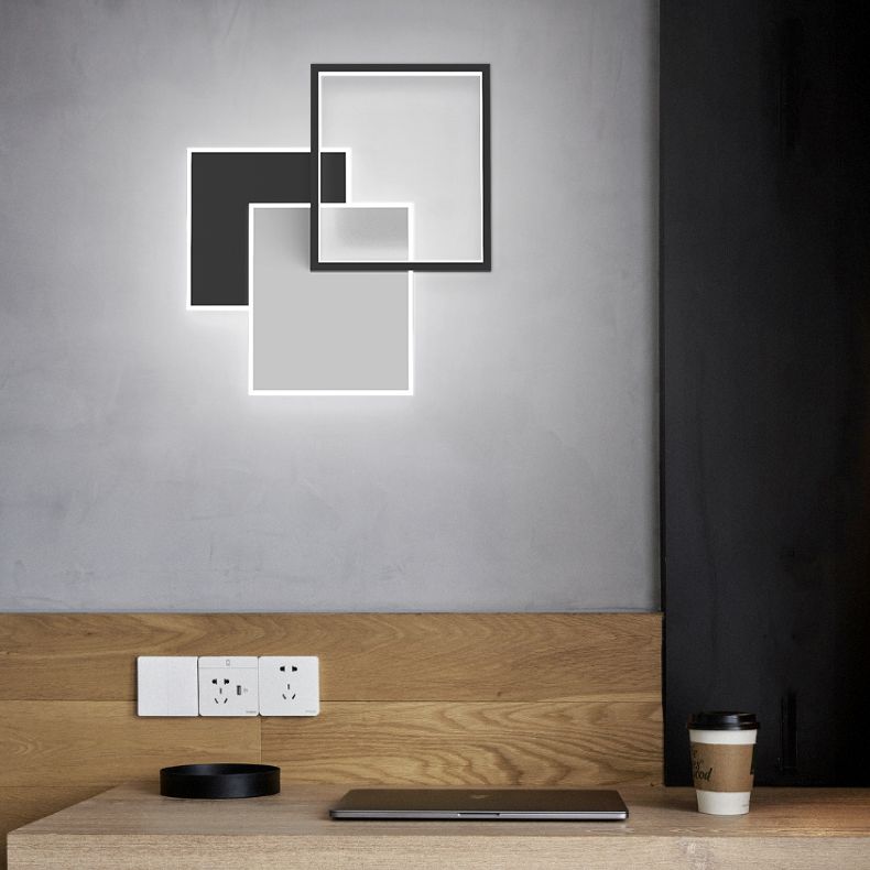 Zwart eigentijdse metalen LED-wand gemonteerd verlichting 1-licht wandkandelaar voor slaapkamer