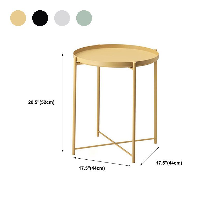 Mid-Century Metal Round Tray Top Side Table 20.5-inch Cross Legs End Table