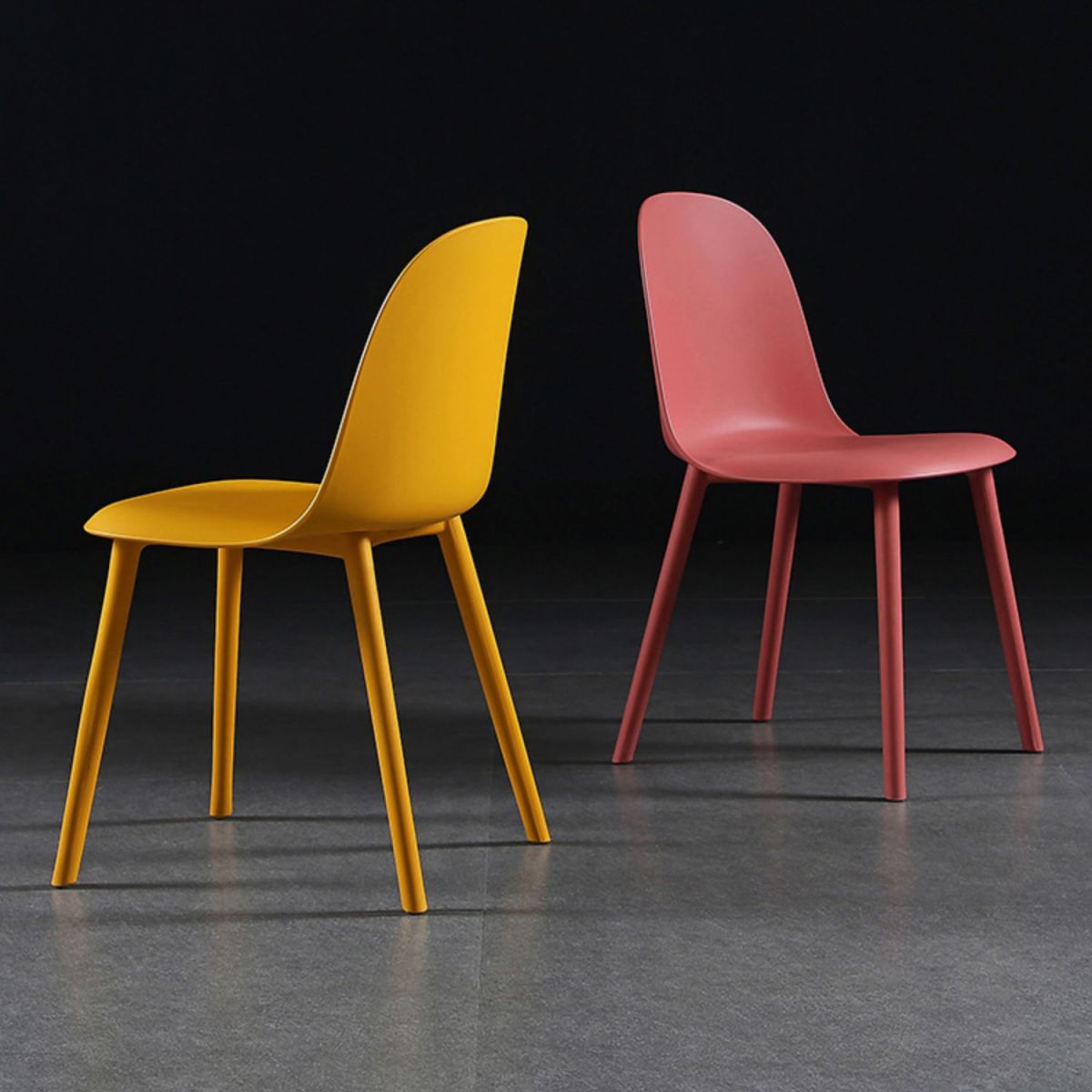 Scandinavian Plastic Kitchen Dining Room Chair Solid Back Side Chair