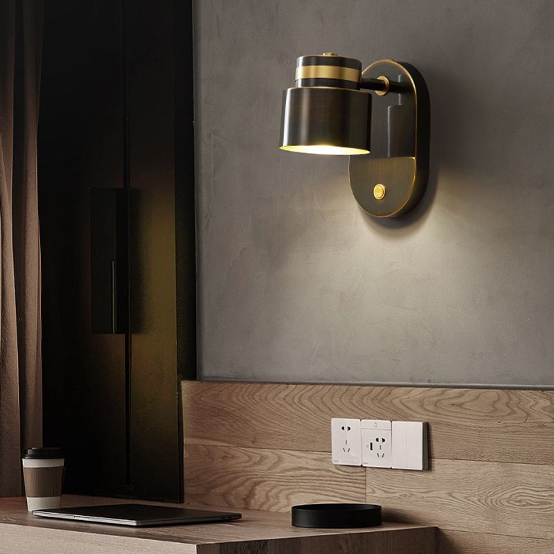 Modern Simple Copper Wall Light Cylinder Shape Rotatable Wall Lamp for Living Room