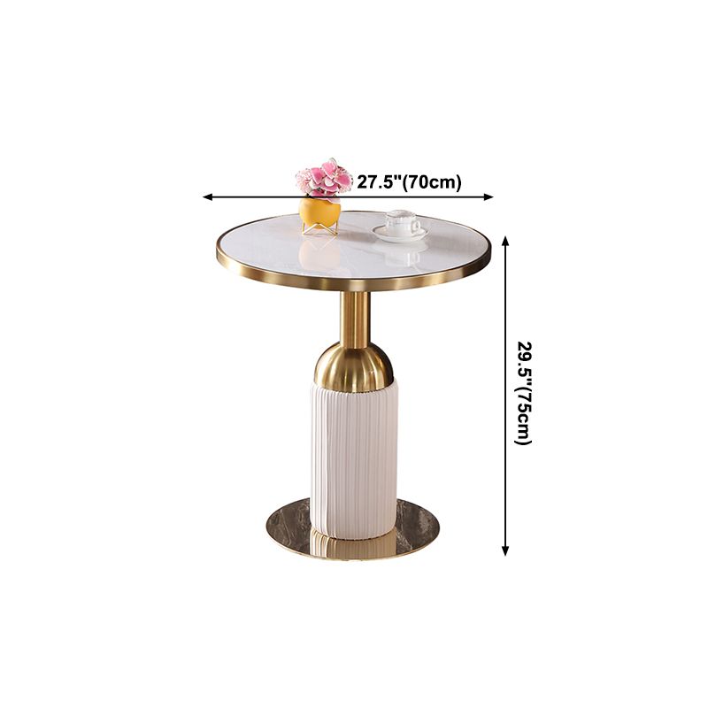 Round Stone Dining Table Traditional Luxury Dining Room Collection with Pedestal Base
