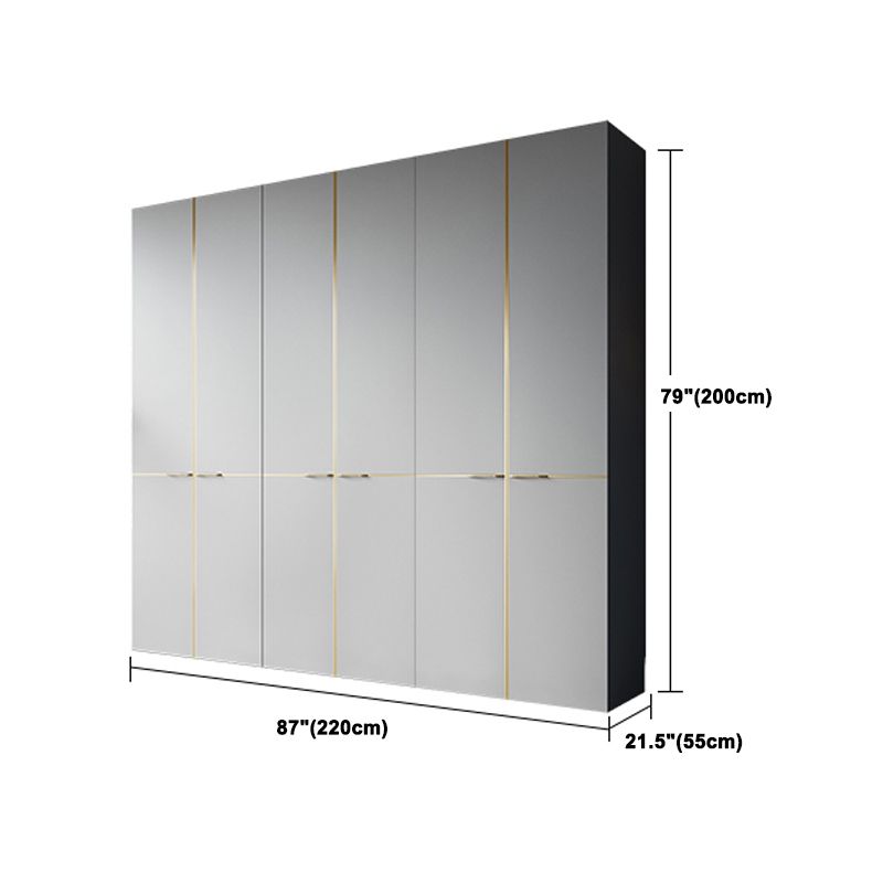 Contemporary Style Wardrobe Gray Colour Wooden Wardrobe Closet With Shelves