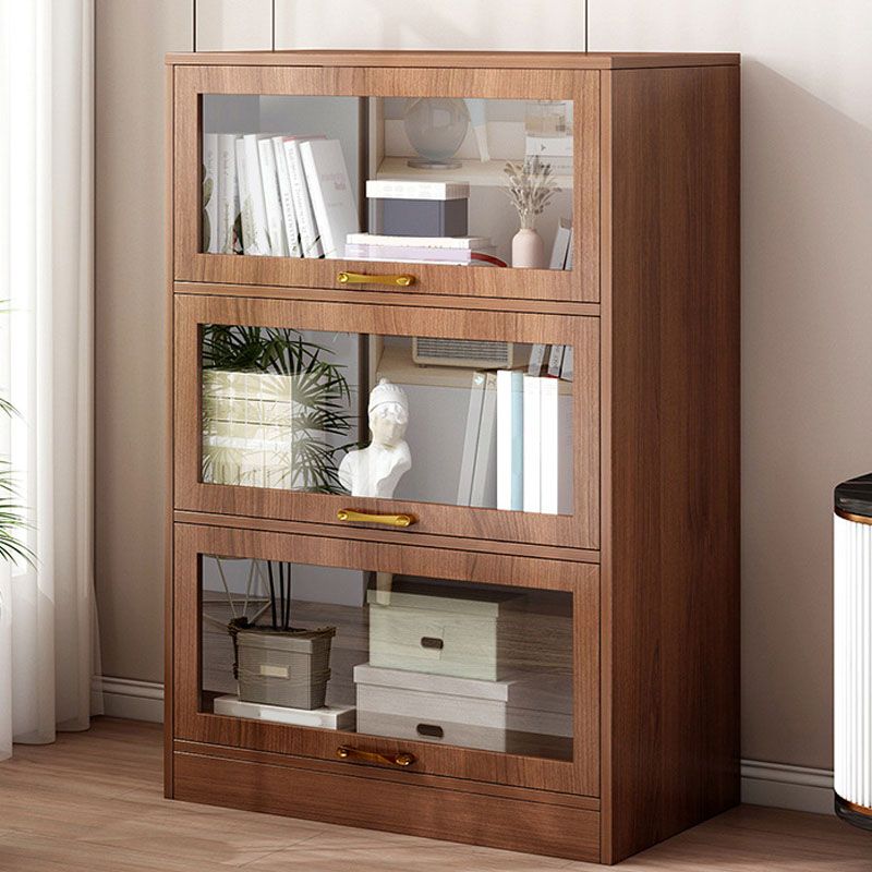 Modern Engineered Wood Shelf Bookcase Floor Closed Back Home Book Shelf with Doors