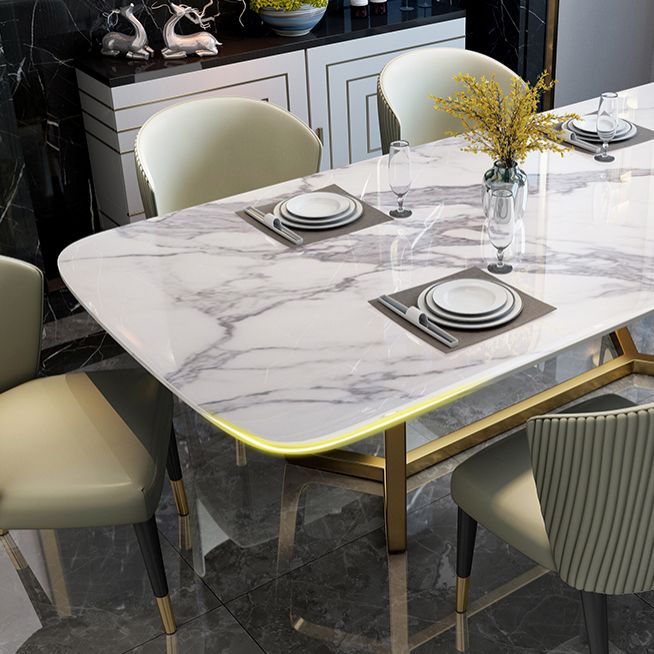 Modern Rectangle Shape Standard Dining Set Sintered Stone White Dining Set for Kitchen