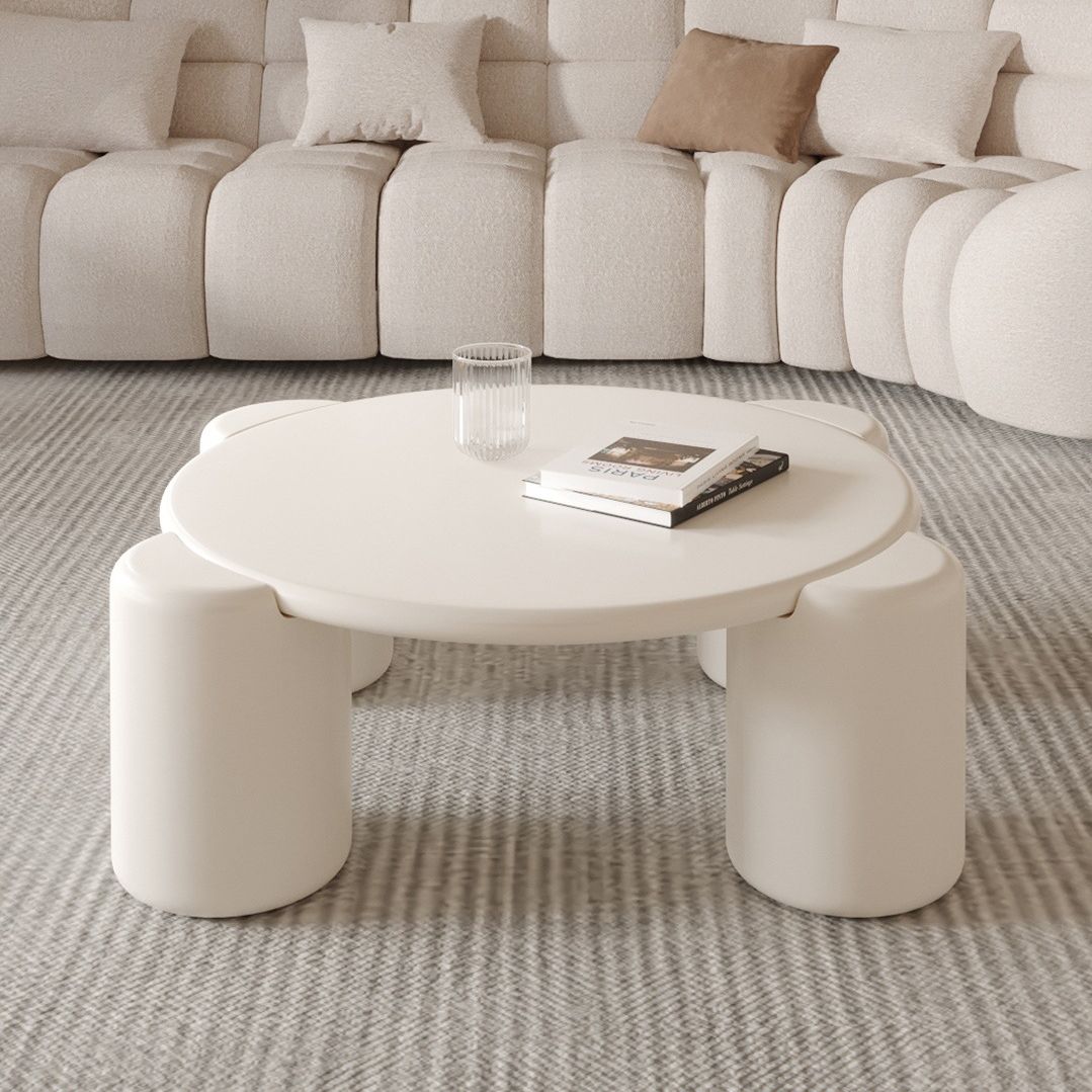 Round 4 Legs Cocktail Table Engineered Wood Coffee Table in White