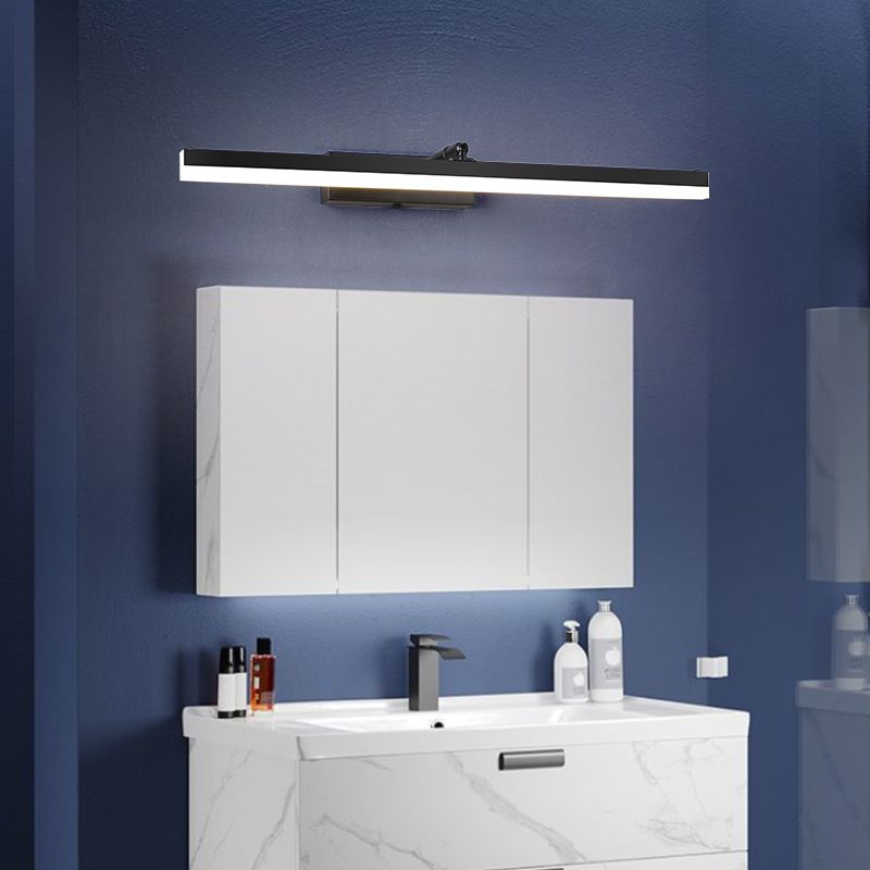 Metal 1-Light LED Wall Sconce in Modern Style Linear Shade Mirror Wall Lighting in Black