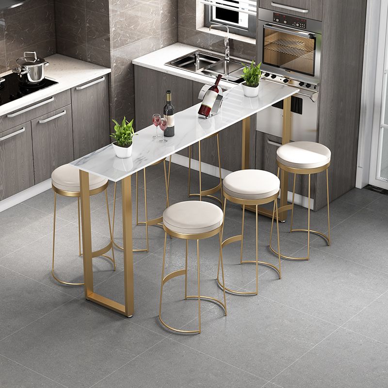 1/4/7 Pieces Glam Iron Bistro Set Rectangle Bar Table Set with White Faux Marble Top