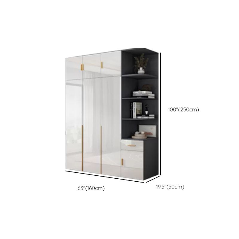 Engineered Wood Armoire Modern White Wardrobe Closet with Garment Rod