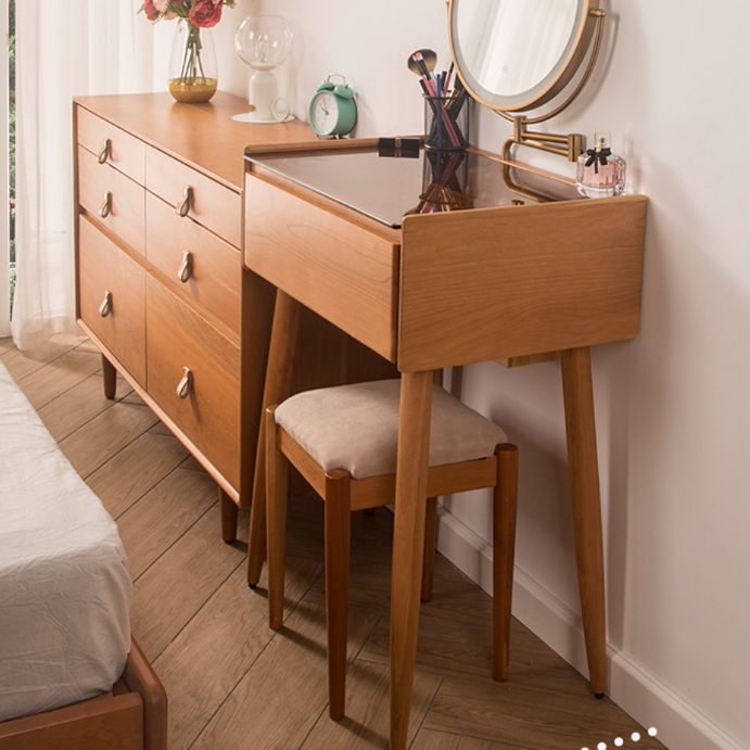 Contemporary Make-up Vanity Bedroom Glass Lighted Mirror with Drawer