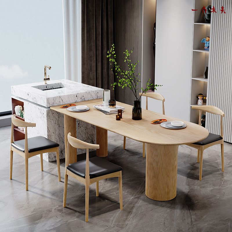 Solid Wood Contemporary Free Form Dining Table Wood Top Table for Home