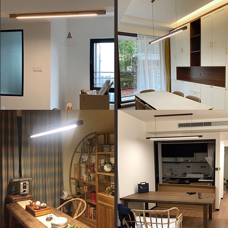 Nordic Style Strip Shape Island Light Wood LED Island Light for Living Room