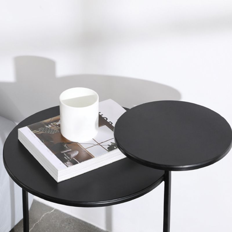 Mid-Century Modern Iron 2-Tier Side Table in Black and White