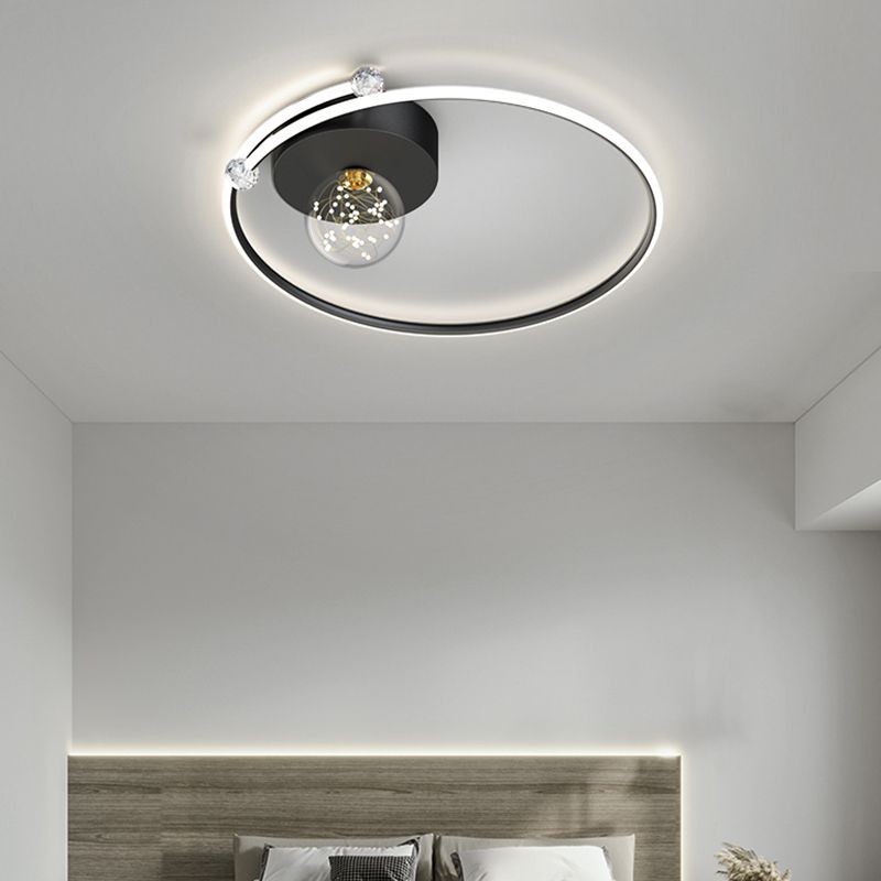 Plafonnier LED noir de style moderne, plafonnier pour chambre à coucher