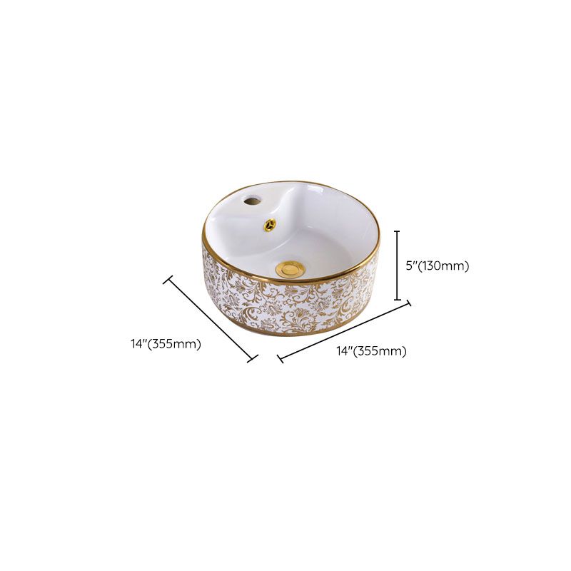 Traditional Vessel Sink Oval Porcelain with Pop-Up Drain and Faucet Vessel Lavatory Sink