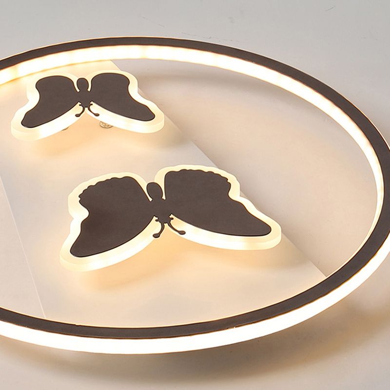 18,5 "/ 23" large papillon encastré lumière chaude / lumière blanche / télécommande acrylique moderne brun LED plafonnier luminaire à gradation continue