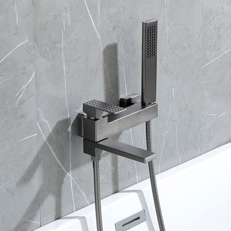 Contemporary Wall Mounted Metal Tub Filler Low Arc Lever Tub Faucet Trim