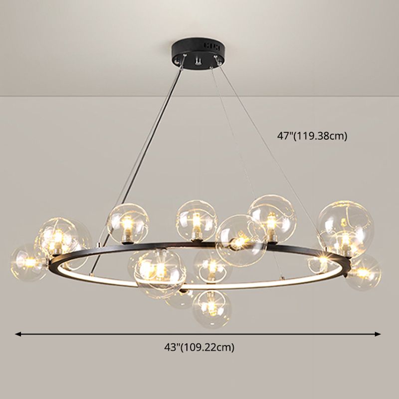 Almacina de vaso de vidrio creativo redondo LED LED Minimalismo Contemporáneo accesorio de iluminación con alambre de suspensión ajustable de 47 "