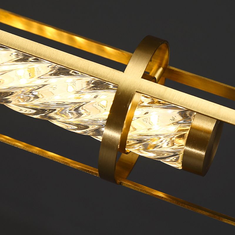 Modern Style Linear Island Pendant Simple 1 Light Crystal Island Light for Restaurant