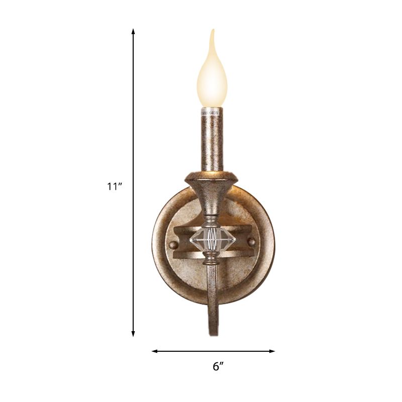 Candelabra/Cone Restaurant Sconce Light Antique Metal Single Light Rust Wall Mounted Lamp with Shade/Shadeless