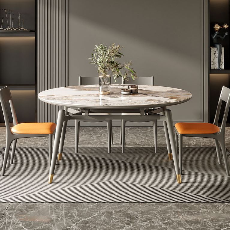 Table à manger extensible moderne table à manger ronde avec 4 pattes en bois