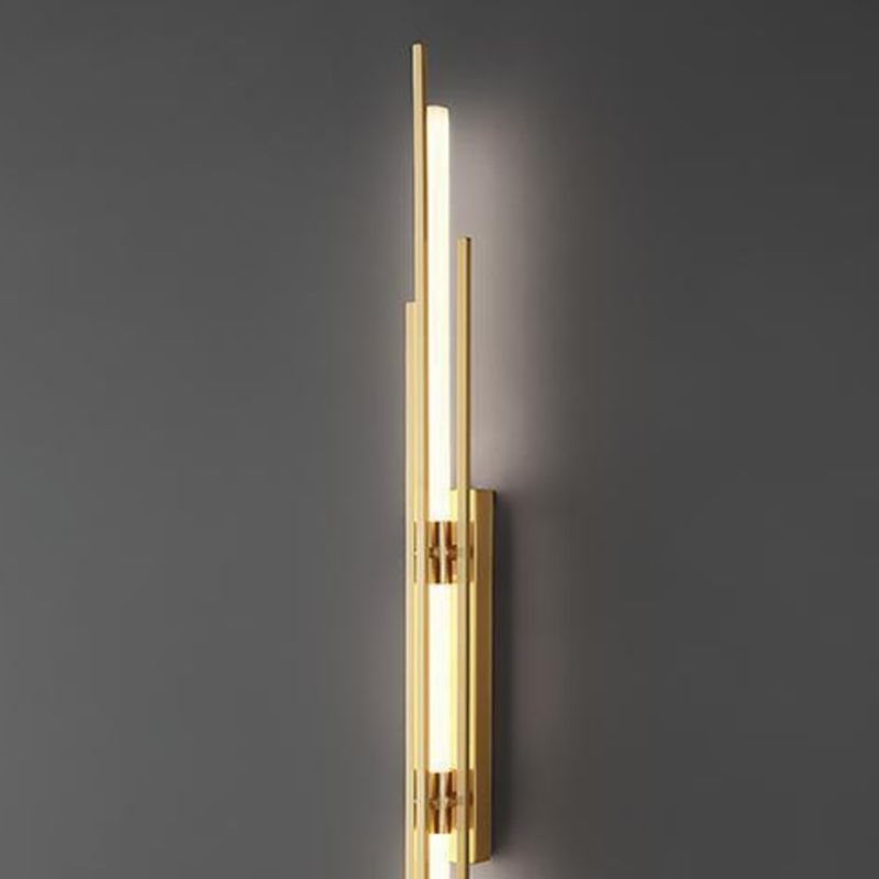 Solid Brass Linear Wall Sconce in Black / Gold Finish LED Wall Light