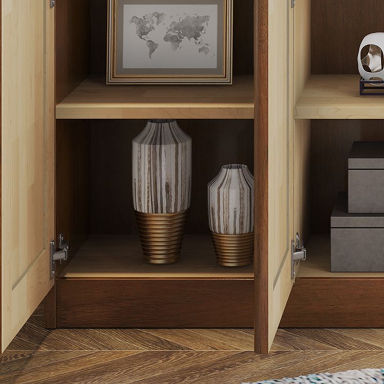 Grooves Handle Storage Cabinet Solid Wood Cabinet with Drawer