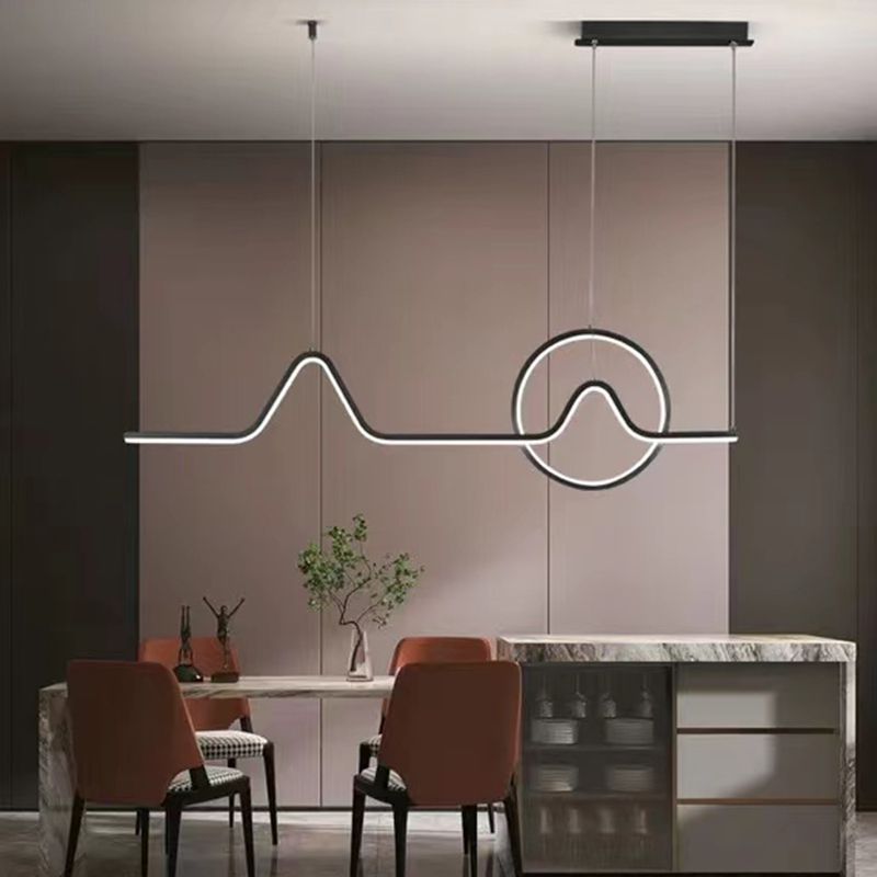 2-Light Modern Ceiling Light Golden/Black LED Island Lighting for Dining Room