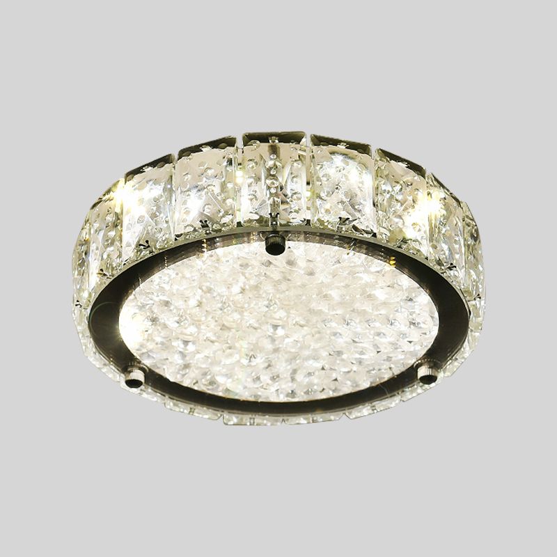 Minimalistische LED-inbouwlamp roestvrij staal rond/vierkant/bloem plafondarmatuur met heldere kristallen kap in warm/wit licht
