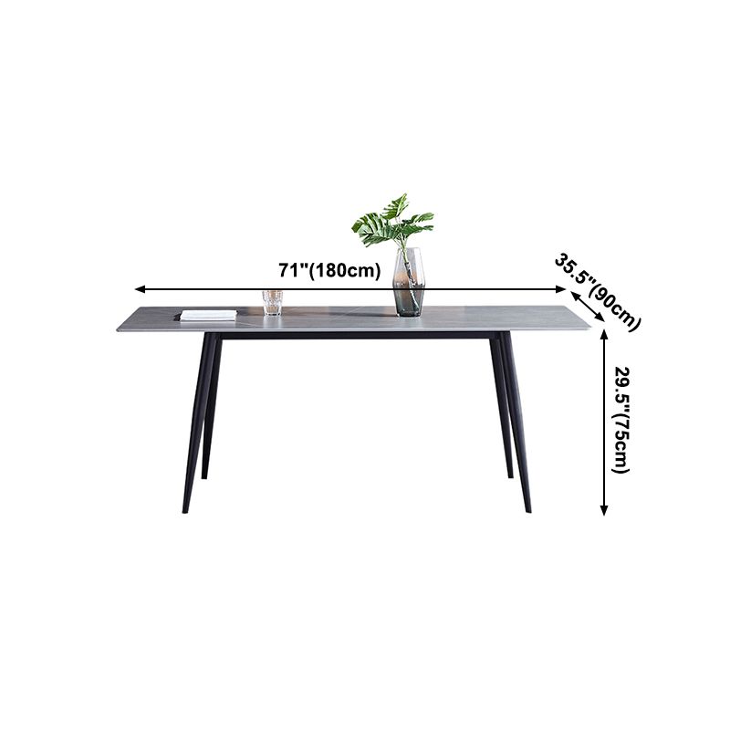 Sintered Stone Grey Tone Table Industrial 4 Legs Table for Dining Room