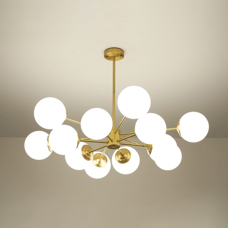 White Glass Global Hanging Chandelier Modern Style Multi Lights Ceiling Pendant Light