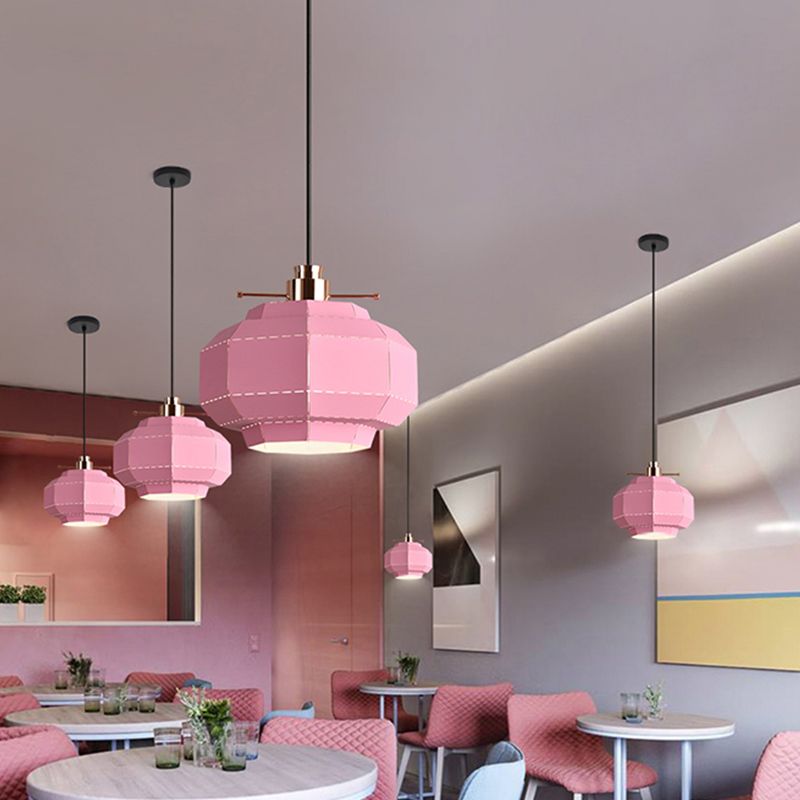 1 Glühbirnen -Este -Pendel -Leicht -Makkaron -Rosa -Hang -Anhänger mit facettierter Laternen -Eisenschatten