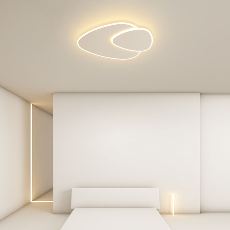 Plafonnier LED oblong blanc en fer forgé de style concis et moderne avec abat-jour en acrylique