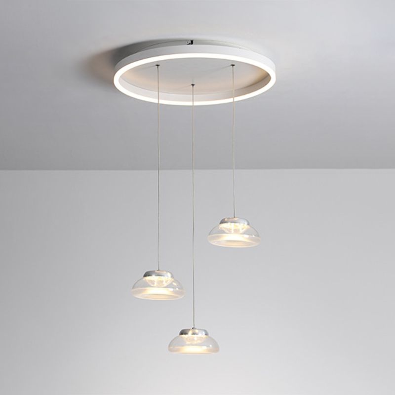 Luce a sospensione cluster ovale acrilica modernista modernista lampada a sospensione a LED bianca a 3 luci in luce bianca/calda