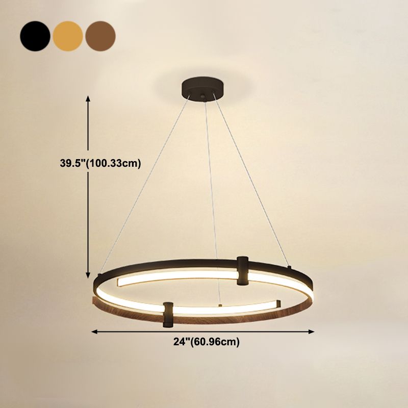 Nordic Circle Chandelier Aluminium 24 "de large pendentif de lustre à LED pour le salon