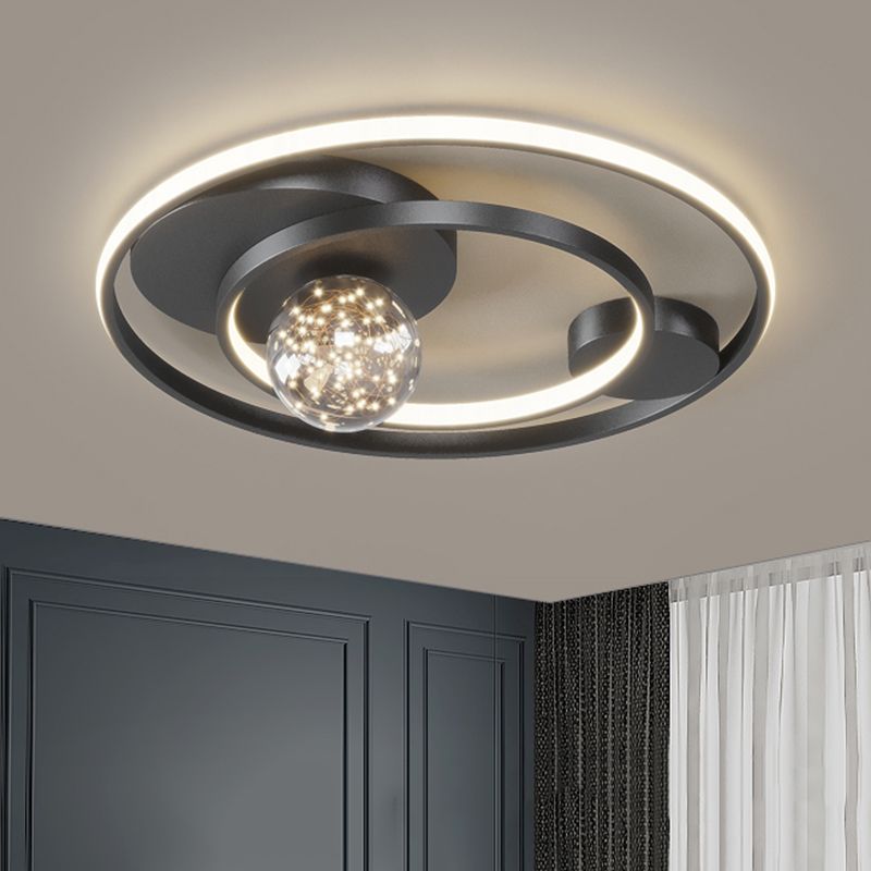 Contemporary 1-Light LED Flush Ceiling Light Metal Circle Ceiling Light Fixture for Bedroom