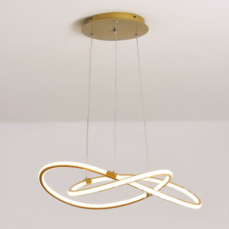 Minimalist Twist Chandelier Pendant Acrylic Living Room LED Suspension Lamp in Gold