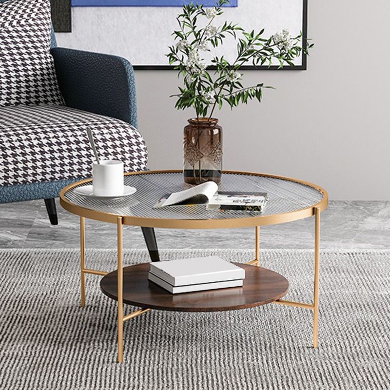 17.72" Tall Contemporary Style Coffee Cocktail Table Glass-Topped Coffee Table
