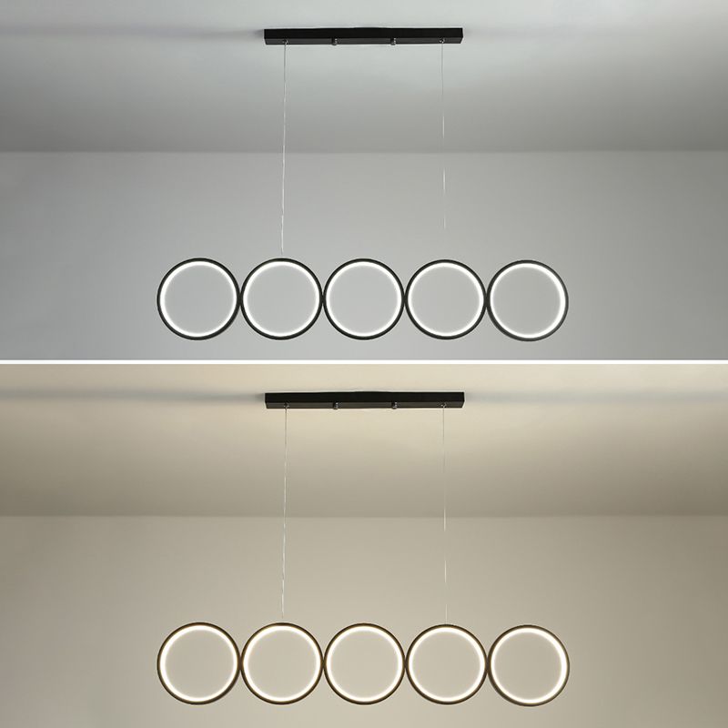 Lampada sospesa a LED ANULUS nero in moderna luce da soffitto da interno in ferro battuto con ombra acrilica