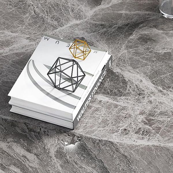 Rectangle Industrial Dining Table Grey Fixed Table with Sintered Stone