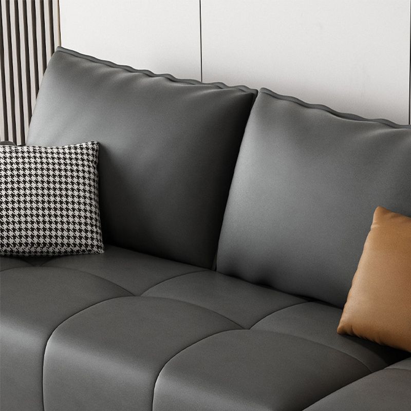 Contemporary Pillow Top Arm Faux Leather Living Room Pillows Sofa Bed