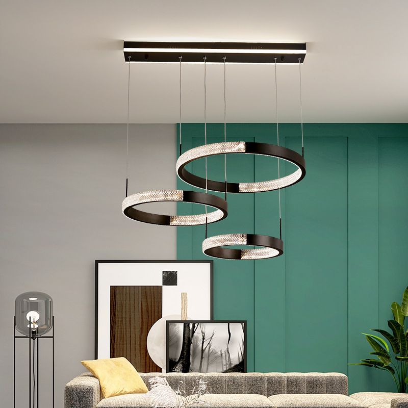 Acrylic 3-Lights Pendant Lighting Fixtures Modern Style Geometric Chandelier Lights