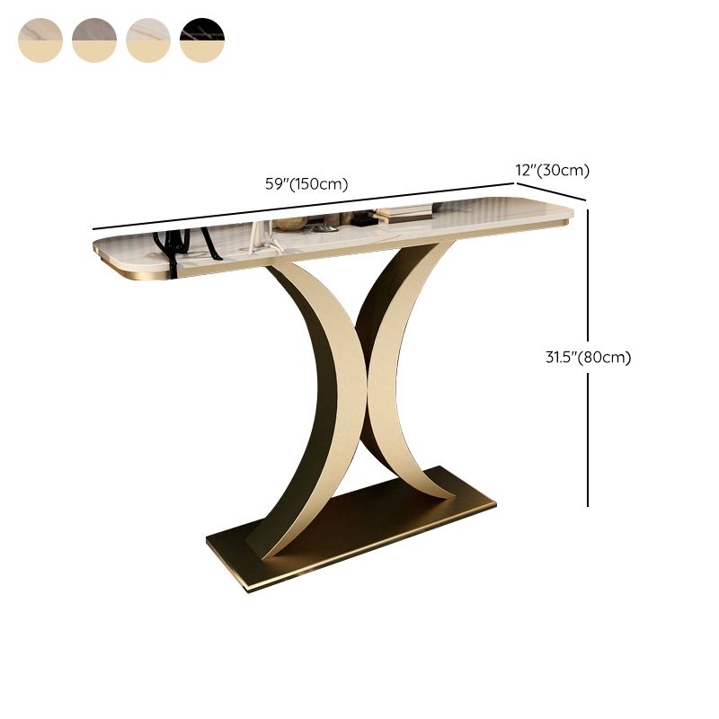 Glam Stone Oval Accent Table Scratch Resistant End Table for Hall