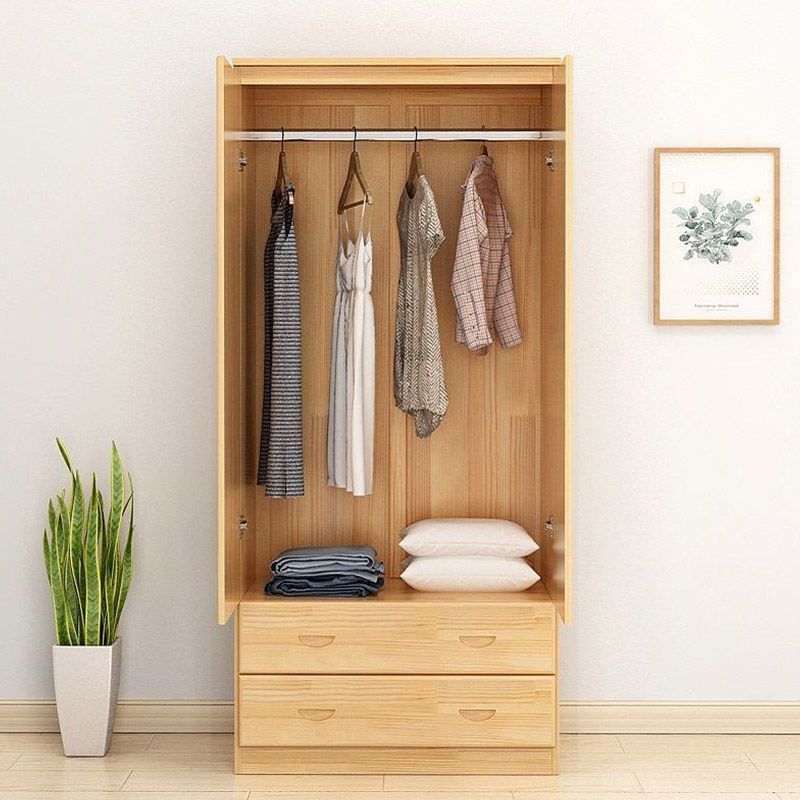 Contemporary Style Wardrobe Armoire Wood Combination Armoire with Doors