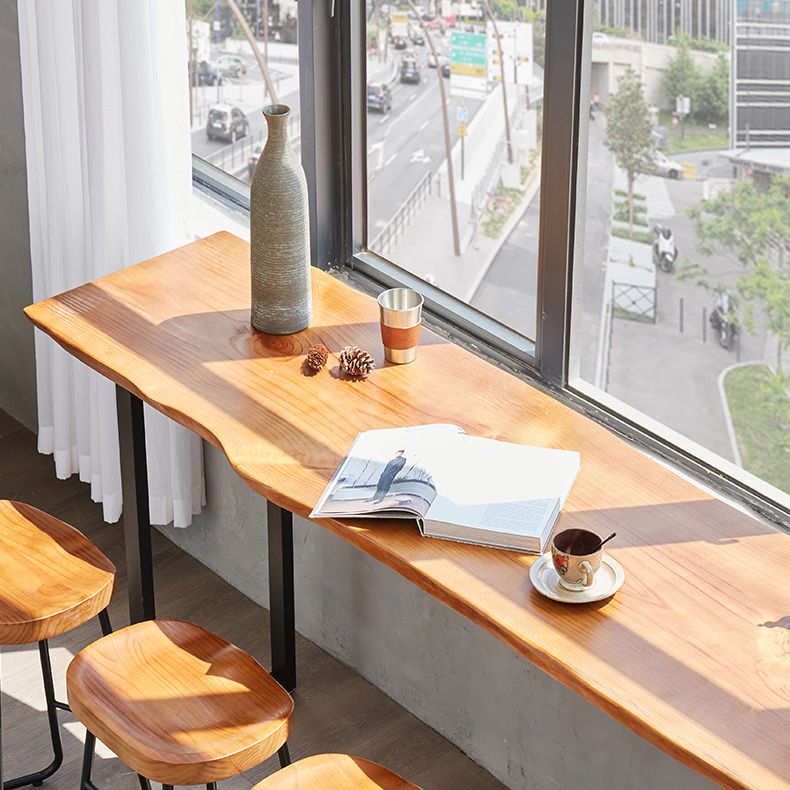 Modern Rectangle Solid Wood Bar Table Set 1/2/4/5/9 Pieces Counter Table with Stools