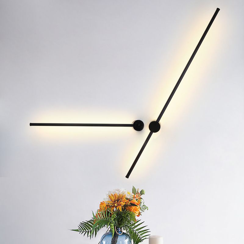 Modern Metal Wall Sconce Linear Shape Vanity Lamp with Acrylic Shade in Black for Bathroom