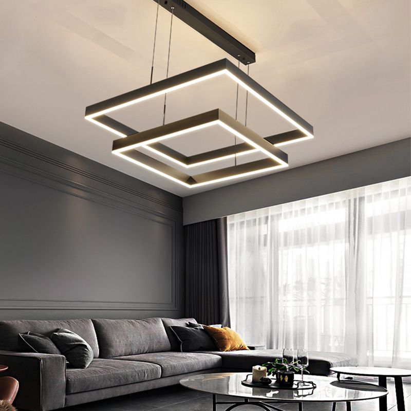 Rectangular Contemporary Chandelier Light Fixtures Restaurant Hanging Chandelier with Acrylic Shade