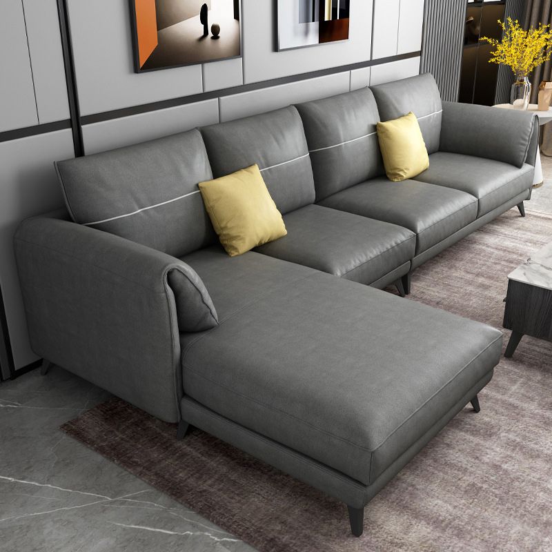 Contemporary Pillow Top Arms Sectional with Pillow Back 4-Seater
