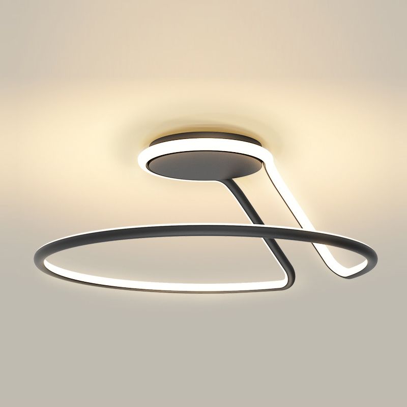 Line Shape LED Ceiling Lamp Modern Iron 1 Light Flush Mount for Bedroom