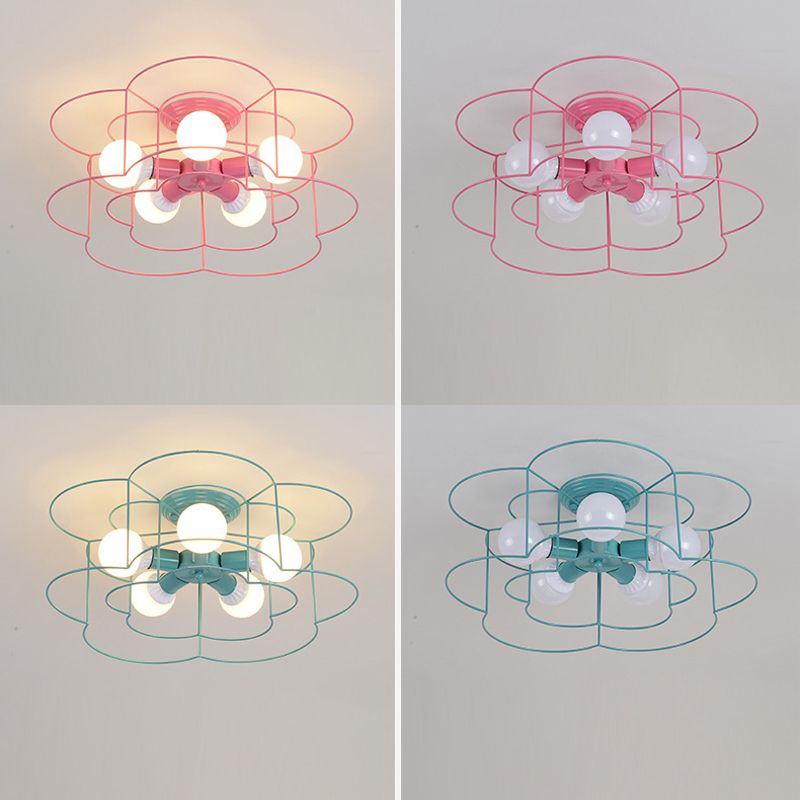 5 Blub Plafonnier Style Macron Cadre En Métal Semi Encastré Pour Chambre Fille Garçon